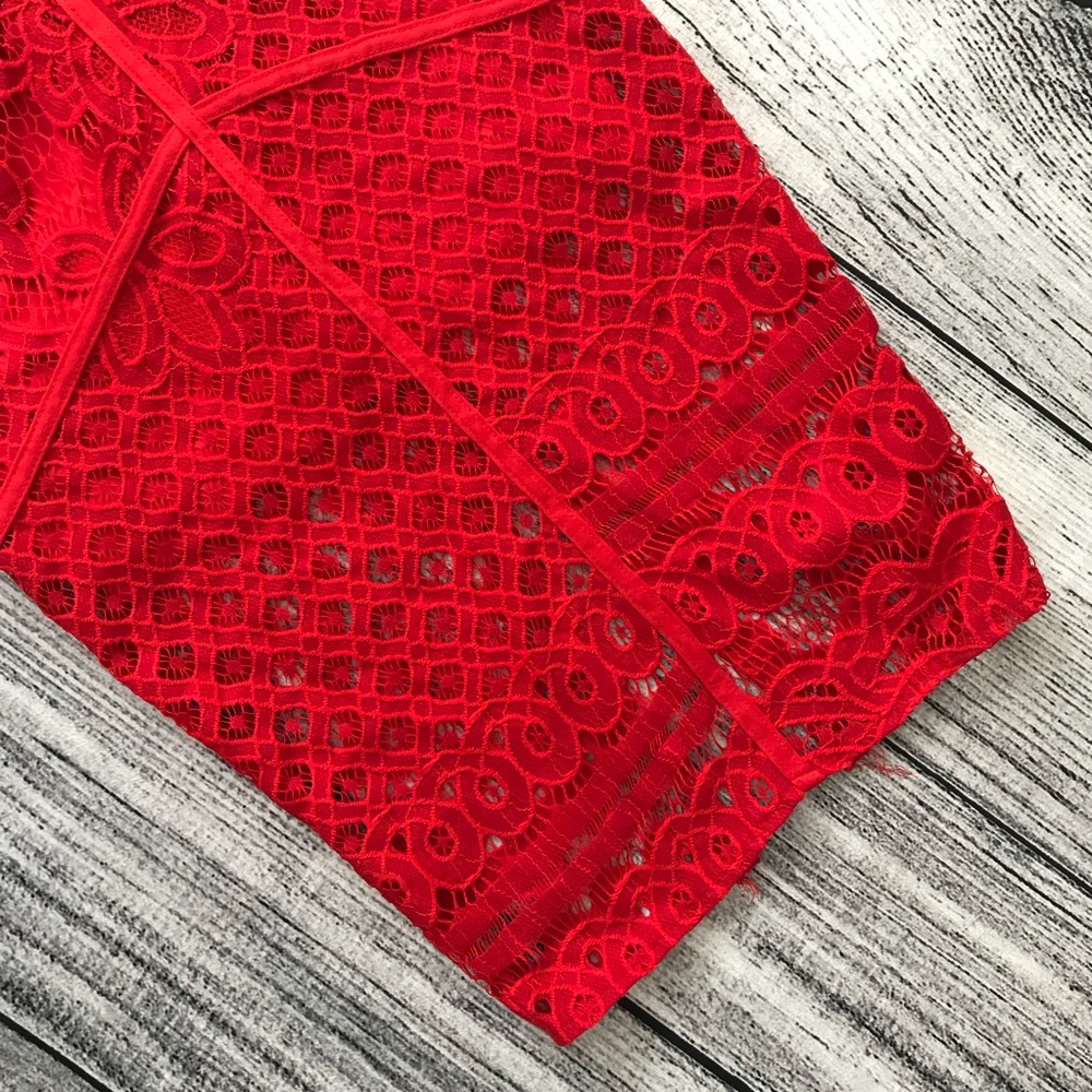 MISSGUIDED Red Hot Lace Midi Dress 10008 - Picture 6 of 7